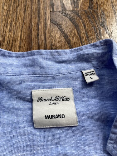 Baird McNutt Murano Hemd Herren Large 100% Leinen Blau Langarm Knopfleiste - Bild 5 von 11
