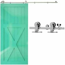 Stainless Steel 4'/5'/6'/6.6'/8' Sliding Barn Door Hardware Kit Single/Double