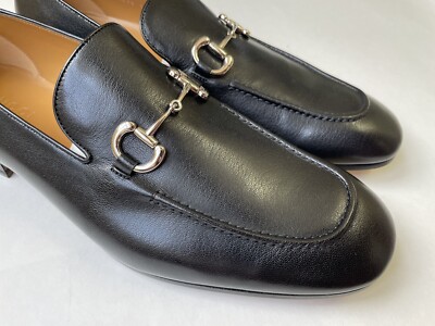 GUCCI Black Leather Silver Horsebit Loafer 649479, Sz UK 13, US