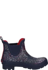 Joules Boots Wellibob Rain Ankle Booties Print Navy Speckle Waterproof 5 New