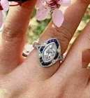 2Ct Marquise Lab-Created Moissanite 14k White Gold Plated Unique Engagement Ring