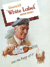 Vintage Dewars Scotch Whiskey Ad Reproduction Metal Sign FREE SHIPPING Bar Decor