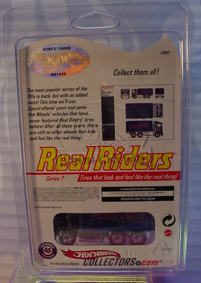2008 RLC Hot Wheels Real Riders HIWAY HAULER ∞smoke cab;blue;redline∞HOLOGRAM# - Image 3 of 3