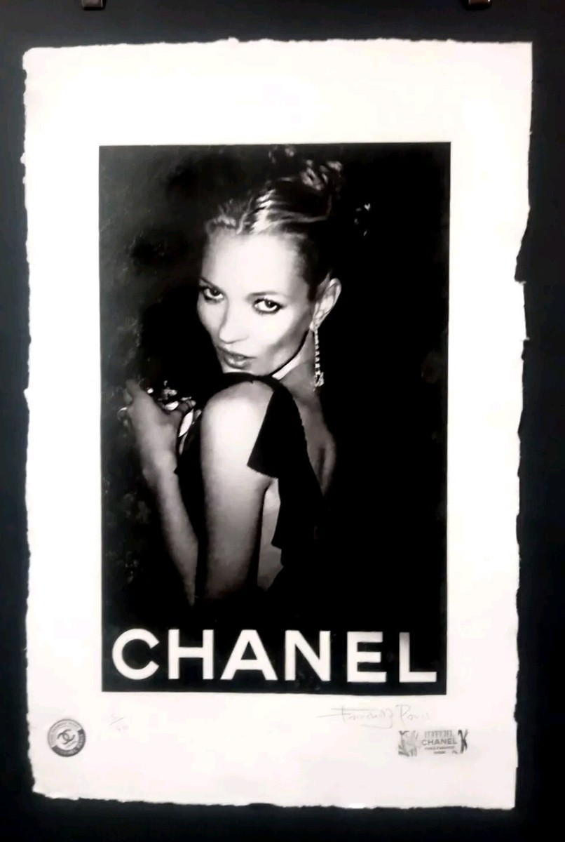 CHANEL vintageポスター Kate Moss, CHANEL, Limited Edition 22'x 15'x Hand Signed Fairchild