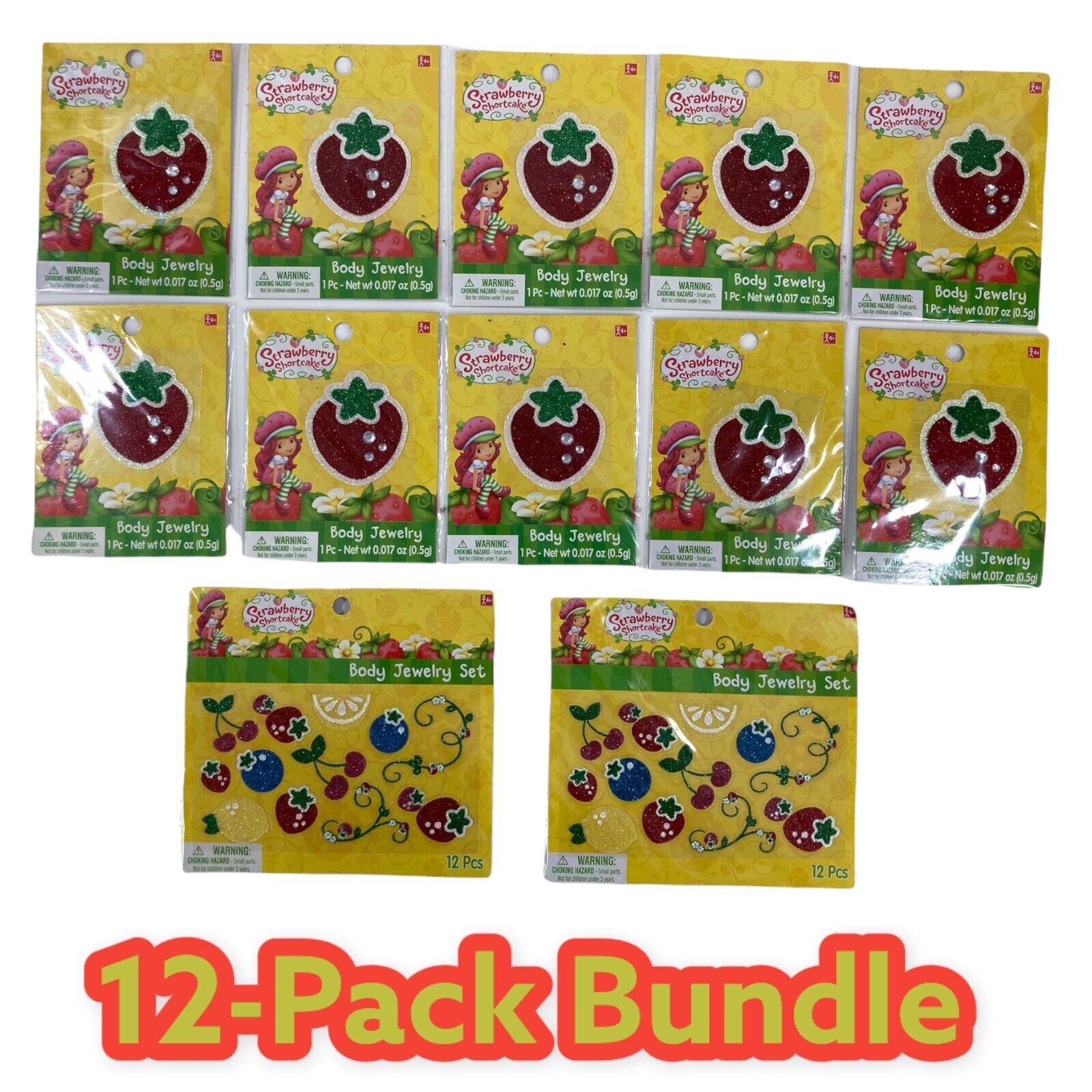 12-PACK Strawberry Shortcake sold out shipfree Body Tat Jewelry Sticker