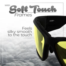 Global Vision Kinetic Foam Padded Safety Glasses  Black Frames + Yellow Lenses