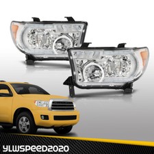 Clear Chrome LED Headlights Left+Right Fit For 07-13 Toyota Tundra 08-17 Sequoia