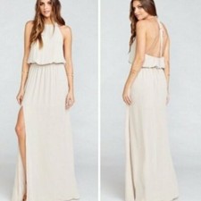 NWOT Show Me Your Mumu Heather Halter Maxi Dress Show Me The Ring Crisp Medium M