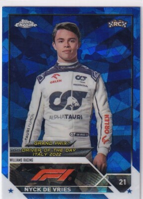Topps 2023 Chrome Formula 1 No. 181 Nyck De Fries Rookie Sapphire Refractor