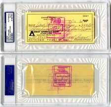Eddie Arcaro SIGNED PERSONAL CHECK Triple Crown Jockey (DEC) PSA/DNA AUTOGRAPHED