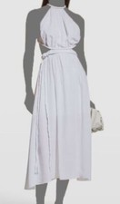 $466 Alice + Olivia Women's White Faith Open-Back A-Line Midi Dress Size 10