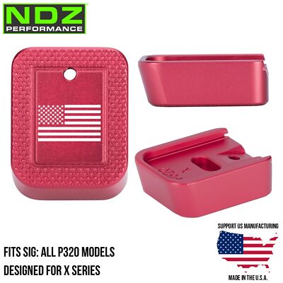 NDZ Sig P320 P320X X5 Legion Extended Magazine Base Plate Aluminum Engraved Red