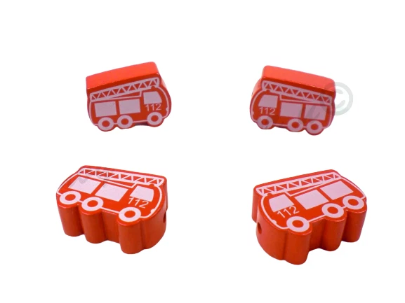  Schnullerkette mit Namen Feuerwehr 112 Auto Junge Mädchen rot weiss Geburt Holz - Bild 2 von 4