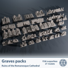 Graves Packs Wargame Scatter Terrain 27 Piece Set FDM printed
