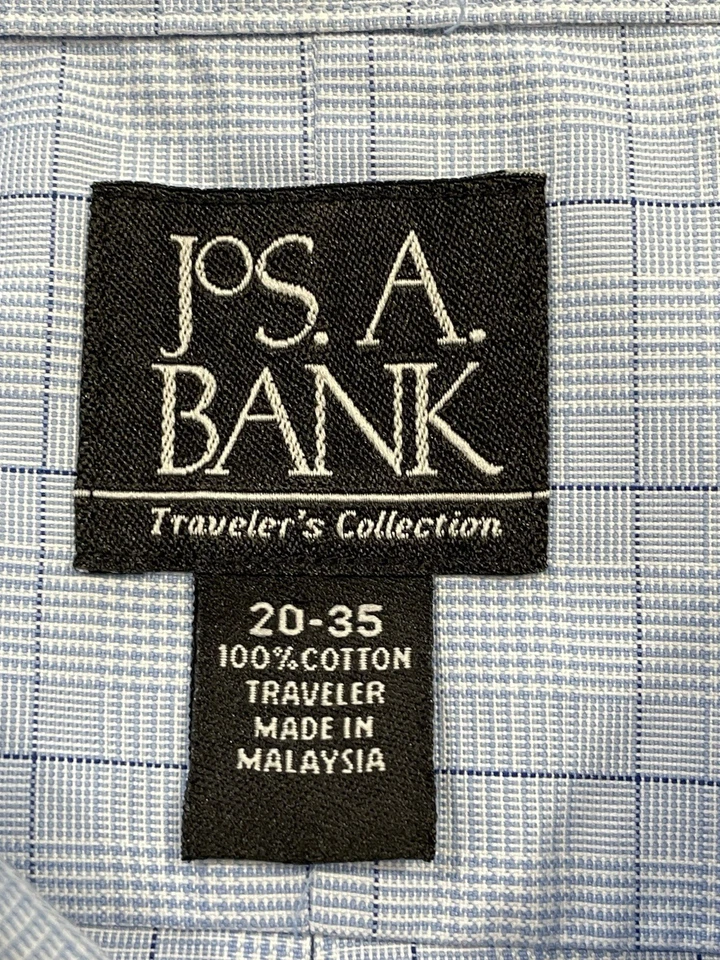 JoS. A. Bank Men's Travelers Coll. Blue Regular Fit Dress Shirt Size 20-35 - Image 2 of 4