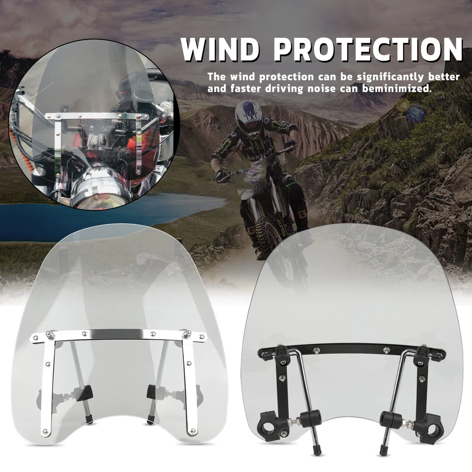 Manillar Smoke Large 18"x16" parabrisas 7/8"" 1"" para Yamaha Virago XV250 XV750 Foto 2 de 4