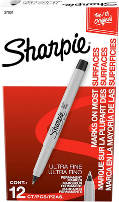 Permanent Markers, Ultra Fine Tip, Black, 12 Count - Office Supplies, Quick Dryi