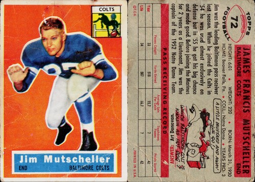 Jim Mutscheller #72 1956 Topps card