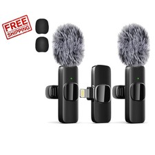 Portable Wireless Lavalier Microphone with USB-C Charging - Clip-On Design