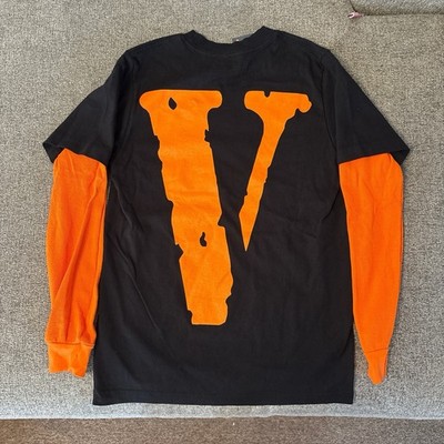 Vlone Men's Black Tee With Orange Thermal Long Sleeve NW