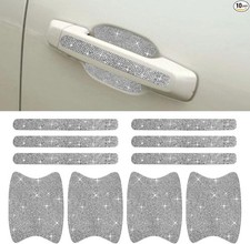 10PCS Crystal Rhinestone Car Door Handle Protectors, Anti-Scratch Color: White