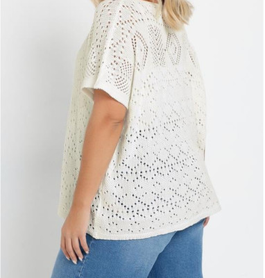 YOURS Curve weißes Häkel Strick Top 22/24 Neu mit Etikett