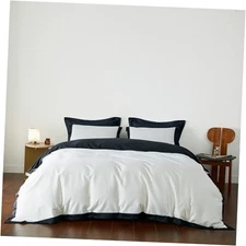  Black and White Duvet Cover 100% Egyptian Cotton 3 Pcs Set 1 Queen Black White