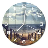 Wanduhr Glas-Wanduhr Aus GehäRtetem Glas Weg Zum Strand WeißE Zeiger Fi30 Cm