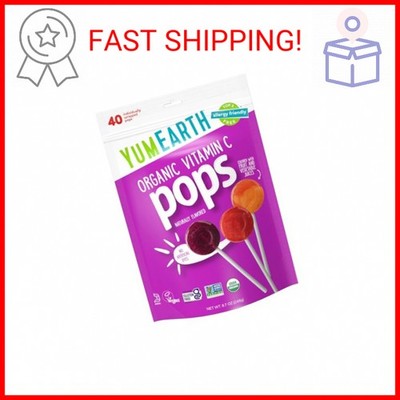 YumEarth Organic Fruit Flavored Vitamin C Pops Variety Pack, 40 Lollipops, Aller