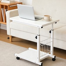 Laptoptisch Höhenverstellbar mit Rollen Kaffeetisch Bett Beistelltisch Sofatisch