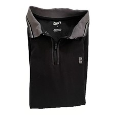 DKNY Men's Black Polo Shirt Size Small Zip Up Collar