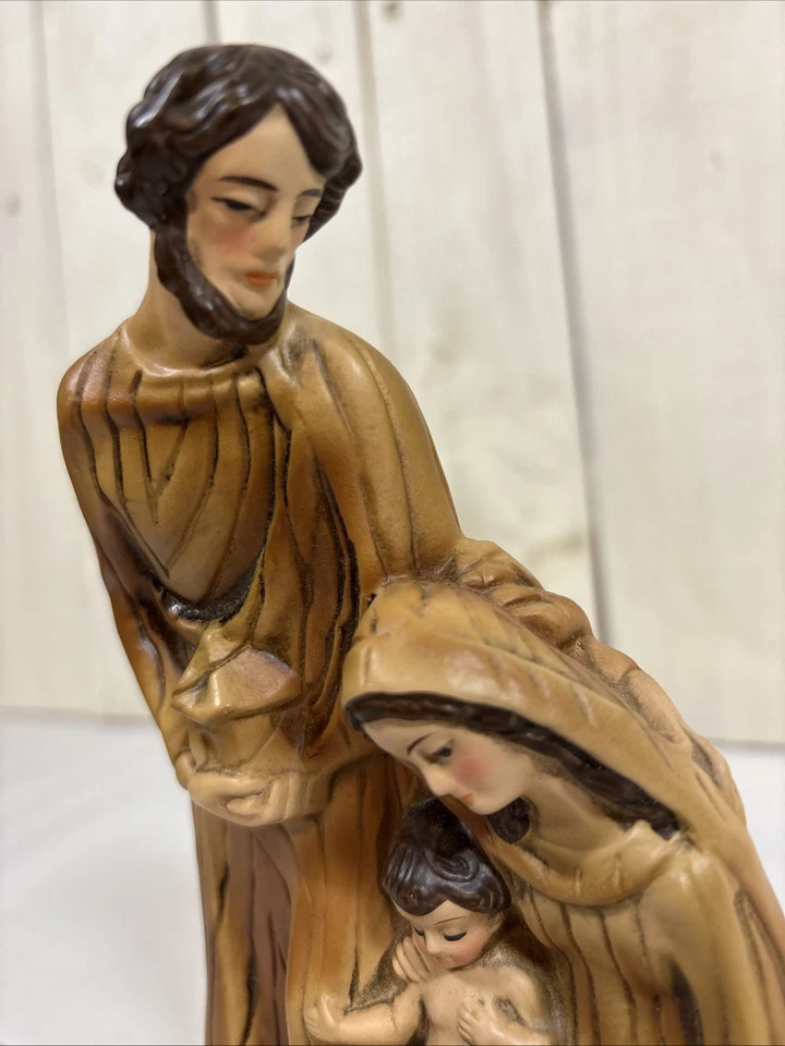Estatua vintage de la Natividad Jesús María José Sagrada Familia religiosa católica Foto 3 de 4