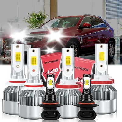 For Cadillac SRX 2010-2016 LED Headlight Bulbs Hi/Low + Fog Light Kit 6000K