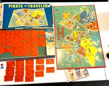 Vintage 1960 Pirate and Traveler Board Game by Milton Bradley Co