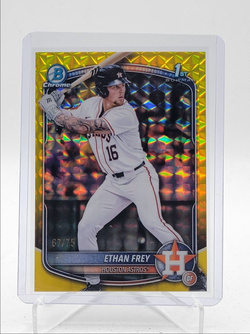 ETHAN FREY 2025 BOWMAN CHROME DRAFT 1ST YELLOW GEOMETRIC /75 Q4060