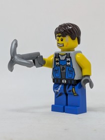 Lego Power Miner Minifigure - Orange Scar, Blue Overalls, Hair - pm017, 8962