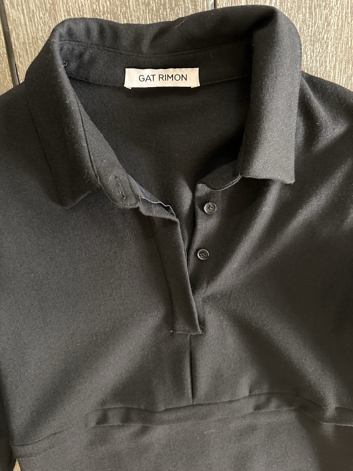 Gat Rimon Black Wool Blend Shirt Dress Size Small made in France Pre-owed Great