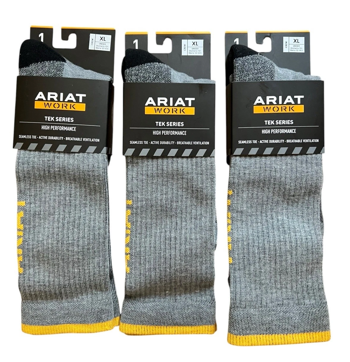 3 ARIAT Unisex Vented Arch Support Wool Blend Cushion Performance Crew Socks XL
