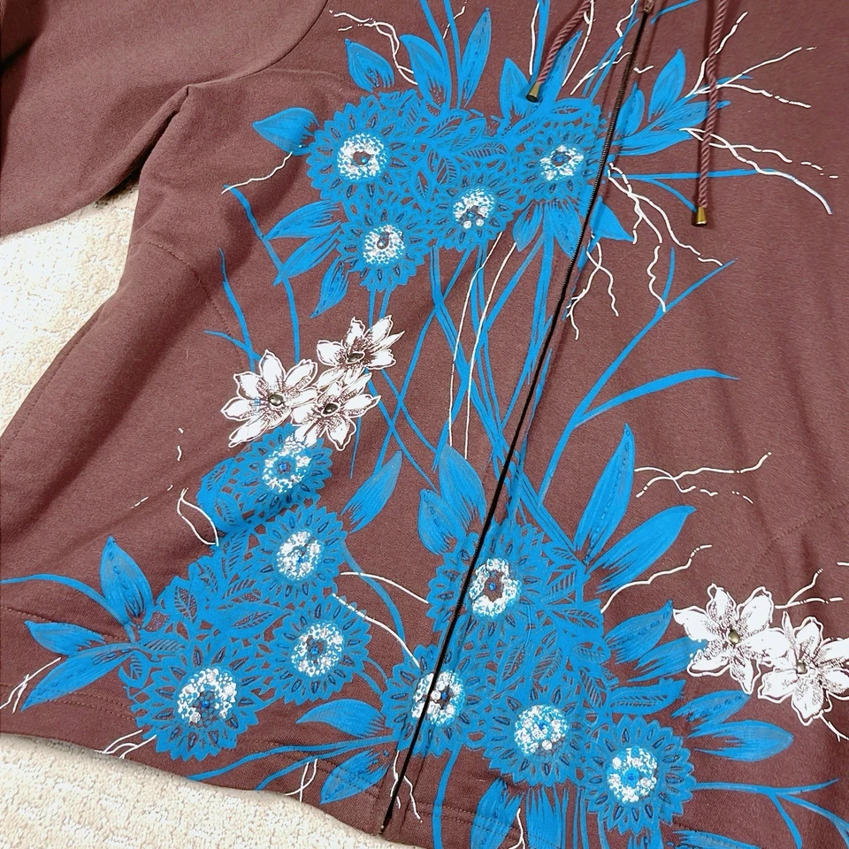 Sudadera con Capucha Westbound Mujer Cremallera Completa Talla 1XL Bordada + Pantalones Ciervo Blanco (2XL) Marrón Foto 3 de 4