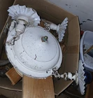 Antique Light Fixture, 3 light Chandelier, chains, crimped milk glass