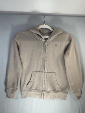 Abercombie Fitch Boys Small 9/10 Tan Hoodie Sweatshirt Full Zip Moose