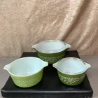 Vintage Set of 3 Nesting Pyrex Crazy Daisy Mixing Bowls. SEE PICS.