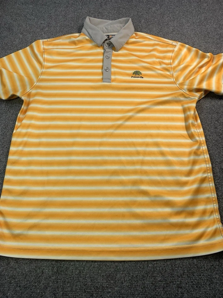 Camisa Callaway Para Hombre Grande Naranja Rayas Manga Corta Polo Golf Informal Foto 2 de 4