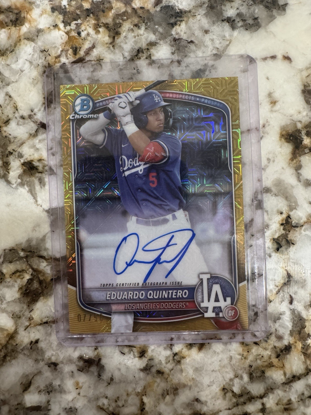 2025 Bowman Chrome Prospects Eduardo Quintero Gold Auto Mojo Refractor /50