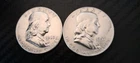 Two (2)  - 1963/57-D Franklin Half Dollar - 90% Silver from Bank Roll