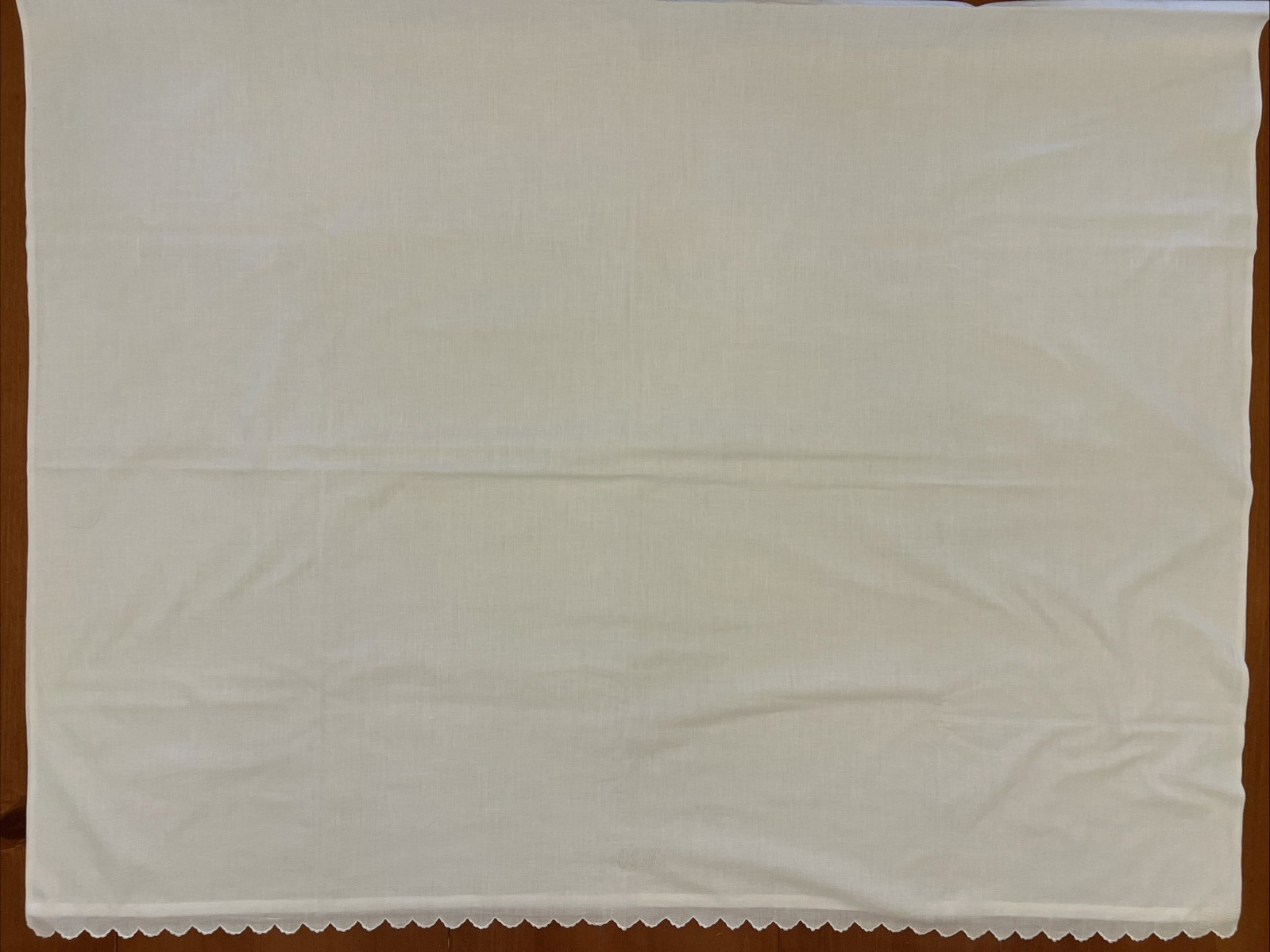 VTG France French Linen Monogram Sheet Scallops Stern Brothers 72 x 44
