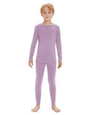 Unisex Kids 100 Merino Wool Base Layer Set Thermal Underwear 5-6 190-violet