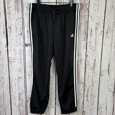 Adidas Women  s Jogger Sweatpants Size XL Black White Stripes Elastic Waist EUC