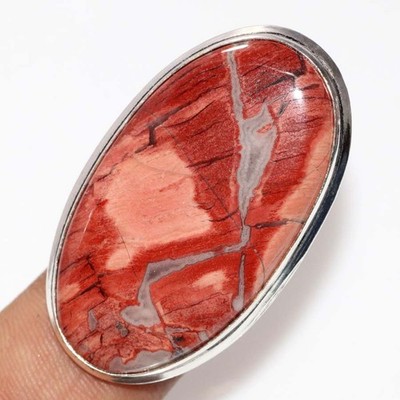 925 Silver Plated Red Jasper Ring US 8 Unique Jewelry Limited Stock Deal GW