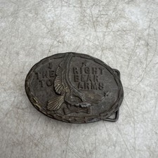 Vtg "The Right To Bear Arms" 2nd Amendment Gun Rights Metal Belt Buckle Eagle